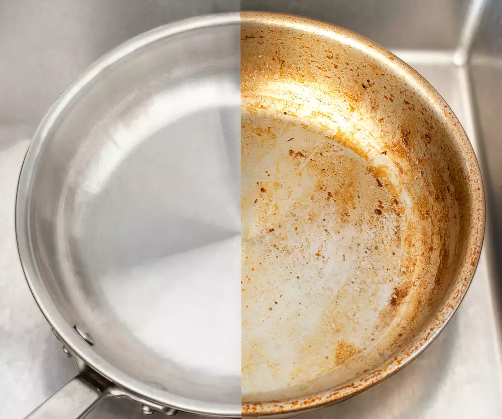 Compare burnt pan