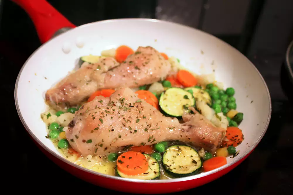 Cooking Chicken on a ceramic pan