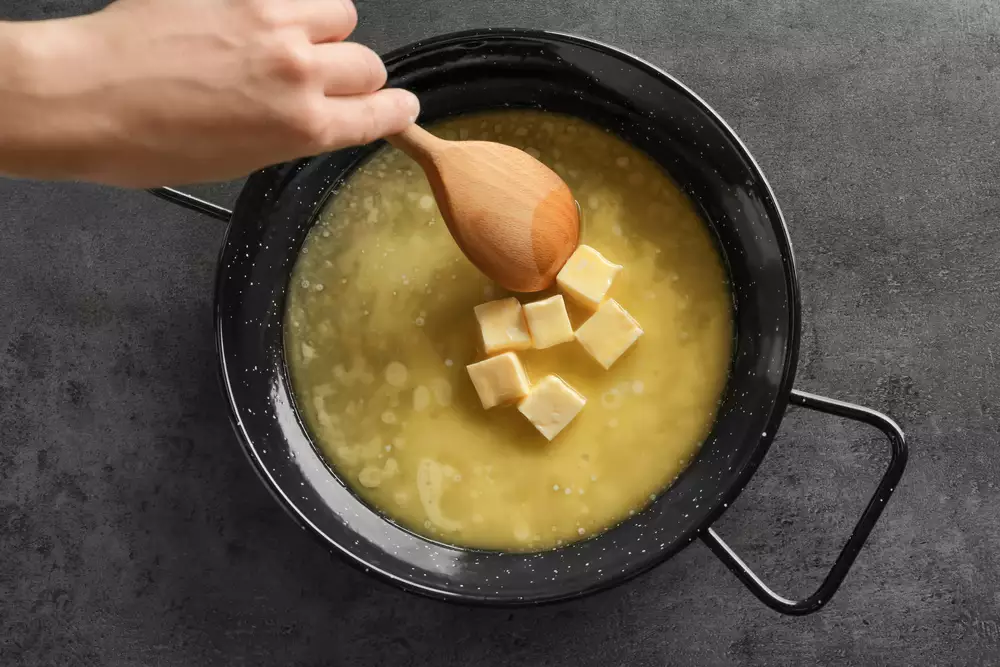 stir frying with butter