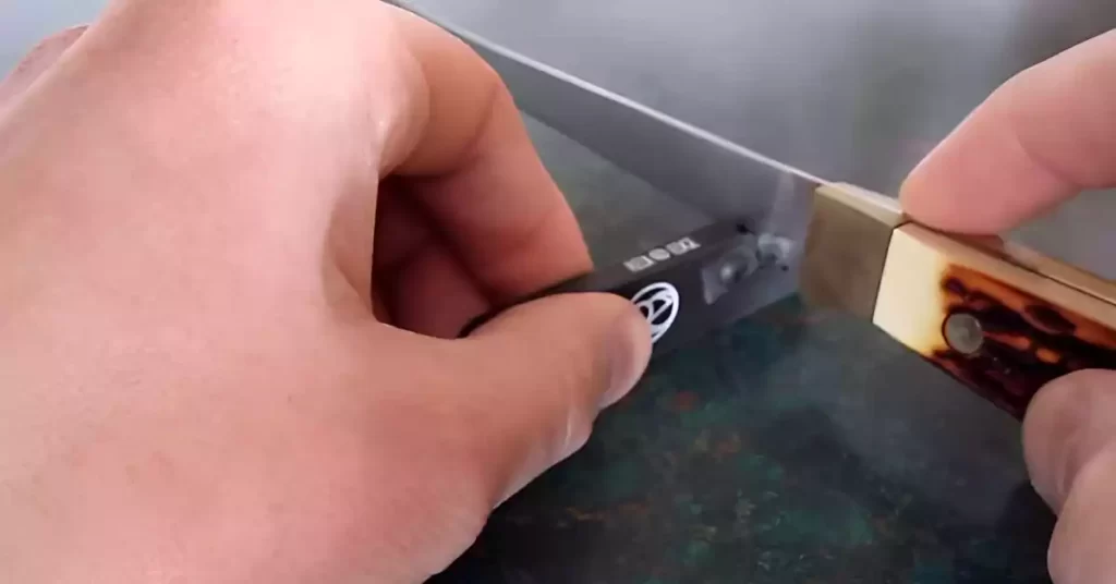 redi-edge knife sharpener in work